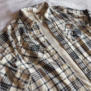 PINK Victoria's Secret Black and Cream Plaid Shirt